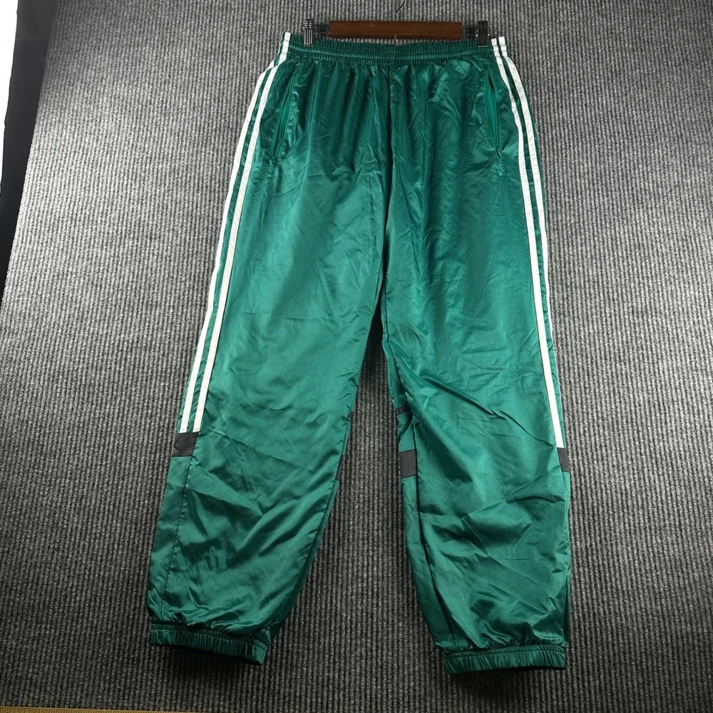 Adidas Originals Mens Green 3-Stripe Wind Track Pants CV4606 Emerald Green L